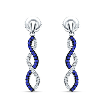Twisted Infinity Stud Earring Blue Sapphire CZ 925 Sterling Silver Wholesale
